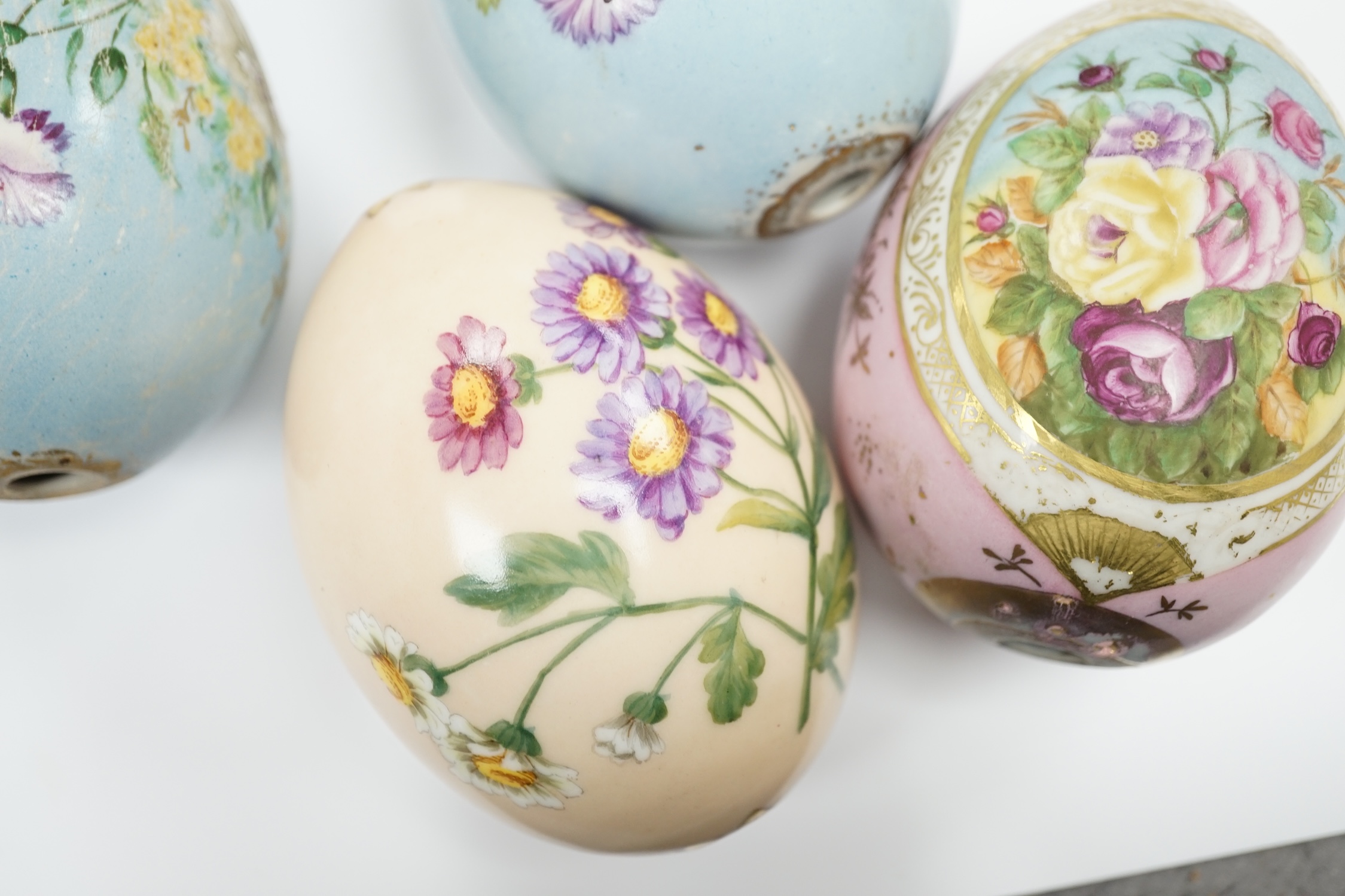 Four Russian porcelain Easter eggs, 19th century, 11cm high